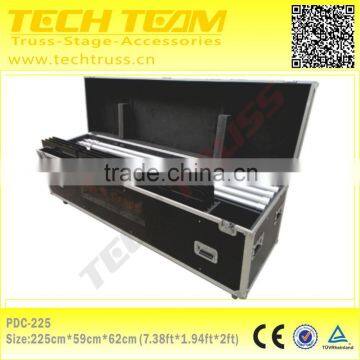 PDC225 High Quality Durable pipe and steel base plate Flight case with wheel transport