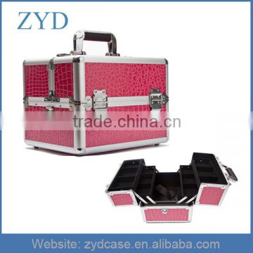 Pink Aluminum Makeup Vanity Train Beauty Case Cosmetic Jewelry Bag Box Lockable ZYD-HZ306