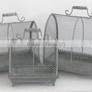 100490F- S/3- trunked metal wire plant holder