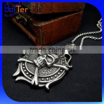 Custom Vintage Rock Punk Gothic Style Stainless Steel Skull Pendant,Titanium Skull Jewelry Wholesale photo-3