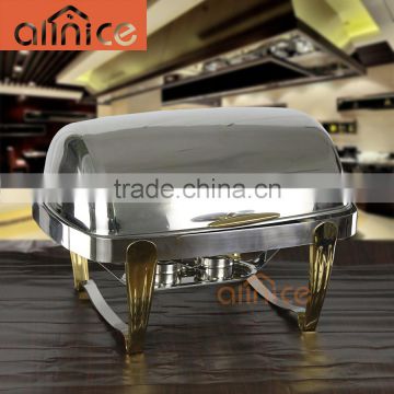 ALLNICE exquisite stainless steel oblong roll top Food buffet tray /warming buffet stove