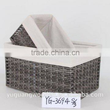 grey and white paper storage basket