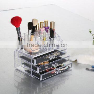 Clear Plastic girls nail cosmetic pencill brunsh organizer sets