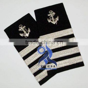 Navy Epaulettes | Pilot Epaulettes | Marine Epaulettes | Navy Uniform Epaulettes with Silver French Braids
