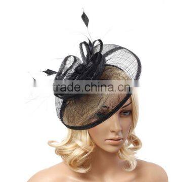 Ladies Fascinators BLACK Ivory Flower Feather Sinamay Hats Women Hair Accessories Elegant Fascinator For Wedding Party And Races