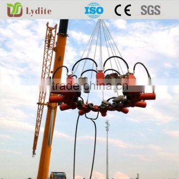 Excavator mounted hydraulic breaker for round concrete piles