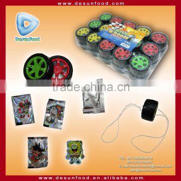 Dazzle wheels toy pull turn with pressed candy and sticker