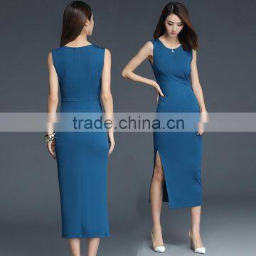 Women's U-Neck Cut Furcal Pencil Dress Sleeveless Bodycon Fashion Sexy Dress Customize