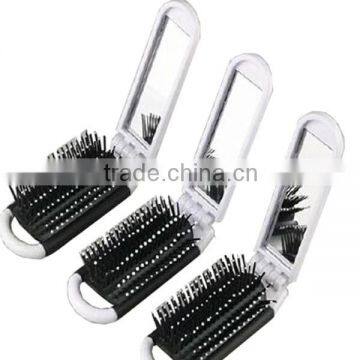 Wholesale mini folding pocket hair brush with mirror