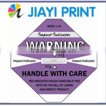 New Arrival 2015 Shockwatch Label Customize Damage Control Intelligent Impact Sticker Shock Sensor