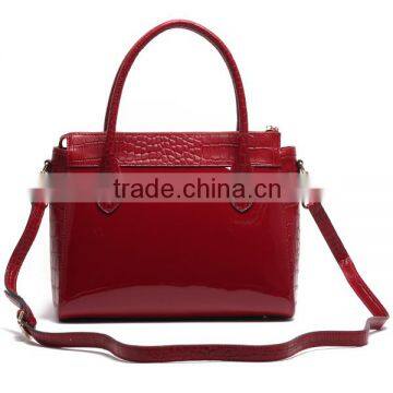 Crocodile & shinning patchwork genuine leather designer handbag