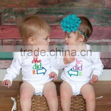 Baby cotton romper New born 24M toddler gift interlock bodysuit OEM Customised design