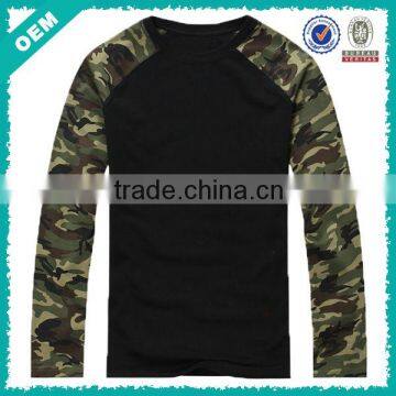 Custom Wholesale Camo Sleeves Cheap Blank T-shirts (lyt-060065)