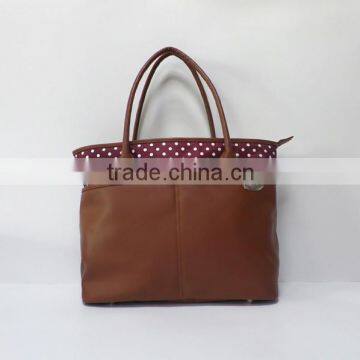 New design simple fashion leather mommy diaper bag