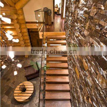 elegant wood floating staircase with invisible steel stringer frameless glass railing straight stairs
