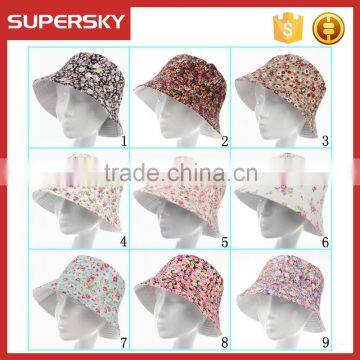 A-1556 floral printing bucket hat beach floral bucket hat beach travel flower bucket hat