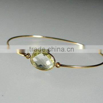 925 silver Lemon Quartz oval faceted Gemstone Bangle