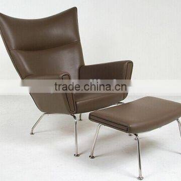 Hans wegner wing chair replica with ottoman footstool