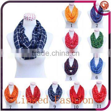 Plaid Grid Infinity Scarf,11 Colors Women Fashion Tartan Scarf Viscose Voile Plaid Grid Infinity Scarf photo-4