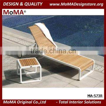 MA-573R Modern Outdoor Sun Lounger With Side Table, Aluminium Sunbed