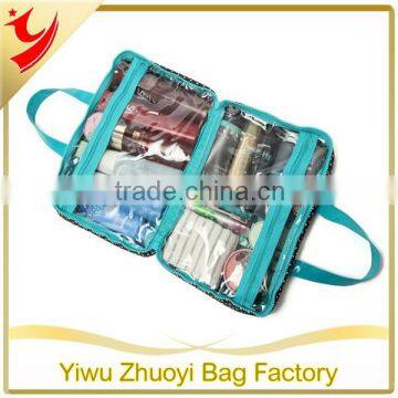 2015 Promotional Satin and PVC Toiletry Bag with Zipper Opening wholesale