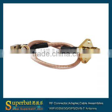 SMA female flange straight to RP-SMA male right angle Pigtail cable RG316 15cm