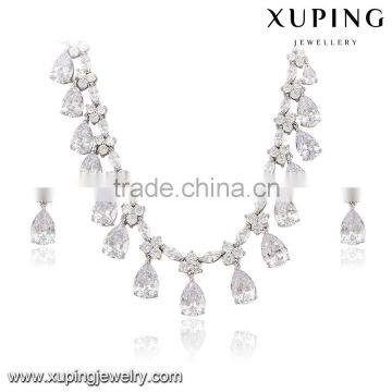 63938 Xuping beautiful luxury jewelry set color rhodium plated bridal jewelry set                        
                                                                                Supplier's Choice