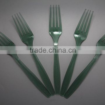 Disposable green hard PS plastic tableware set spoon knife and fork