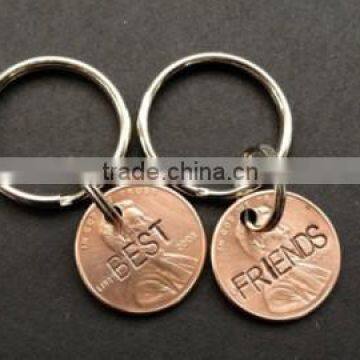 Copper Color Custom Best Friend Keychain With Split Ring