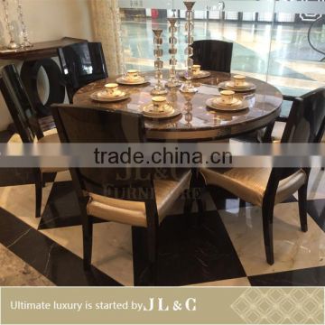 JT17-01 Round Dining Table Genuine Leather from JL&C Luxury Home Furniture New Designs (China Supplier)