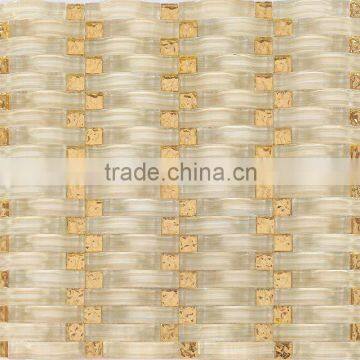 Amber Wave Crystal Glass Mix Imitation Gold Mosaic Tile