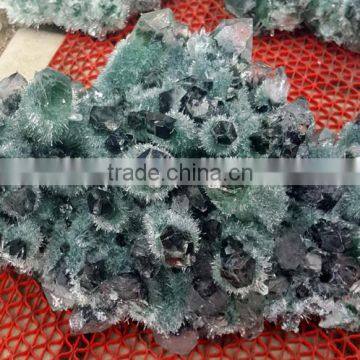 Magic Transparent Deep Green Phantom Crystal Cluster