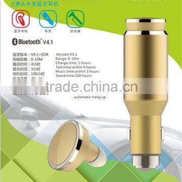 Unique stereo in-ear Noise Cancelling Bluetooth Headset with Car Charger