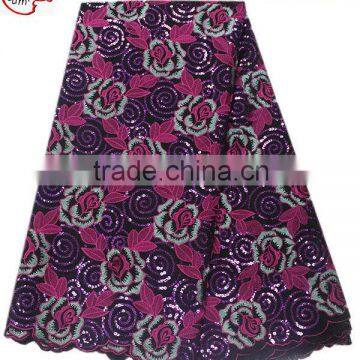 CL7535 Peach and Fushia Net Lace Organza Lace With Sequins Africa Fashion Organza Lace Fabric photo-2
