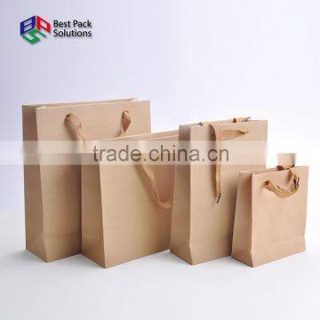 Different Sizes Kraft Paper Bag With Fabric Handle