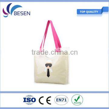 2016 fashion canvas hand bag in clear PVC bag