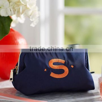 framed polyester zipper cosmetic bag pouch