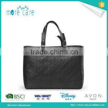 fashionable genuine leather braided leather travel bag