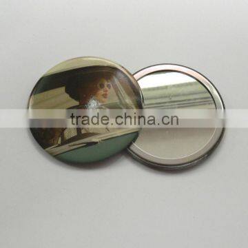 OEM Tin Mirror badge, tinplate button mirror,make-up mirror