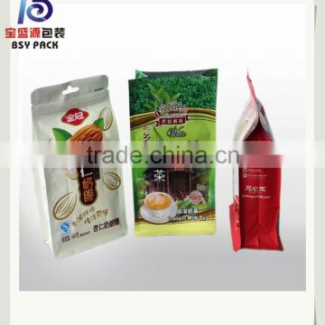 Aluminium foil food grade plastic ziplock flat bottom pouch