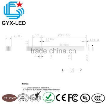 Wholesale Green Diffused Lens Green Emitting Color 570 nm 3mm Lens 3.85mm Flange Round Type Throuhg Hole LED photo-2