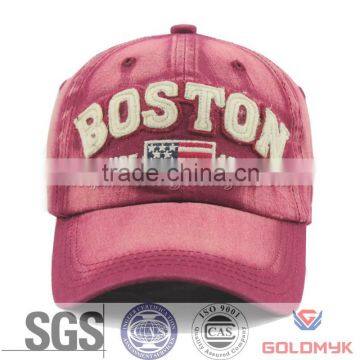 stone wahed baseball cap embroidery with metal hat buckle