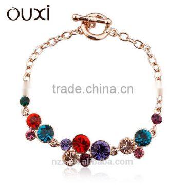 OUXI Hot sale 2015 fashion crystal charm bracelet jewelry 30272