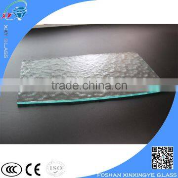 Designed water shape tempered hammer glass with certificate