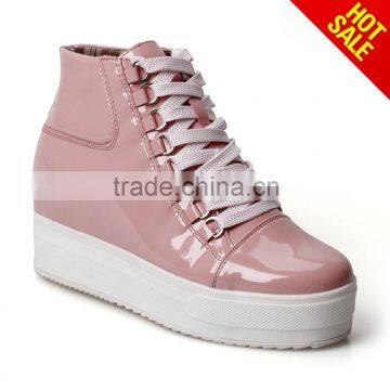 wholesale hidden high heel pink leather boots women/pretty lady stylish shoes