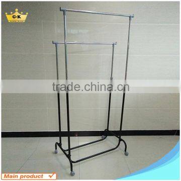 Cheapest Double Pole Iron Pipe Powder coating and Chrome Clothes Drying Garment rack