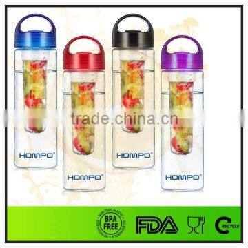 24 ounce bpa free single wall plastic fruit infuser bottles