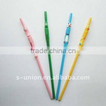 Cute plastic animal cartoon toy drinking straw