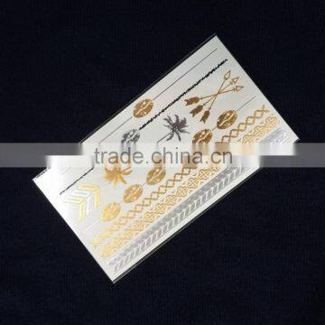 Gold & Silver Temporary Body Tattoo Shiny Metallic Body Tattoo Sticker