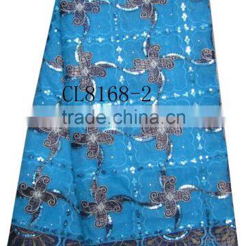 African organza lace with sequins embroidery CL8168-2blue